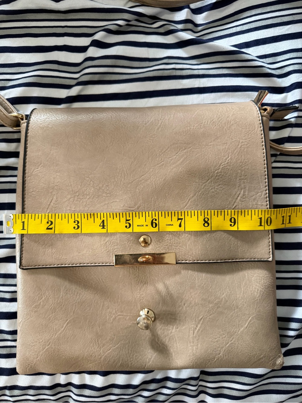 Women’s Neutral Taupe Crossbody Bag with Gold Hardware